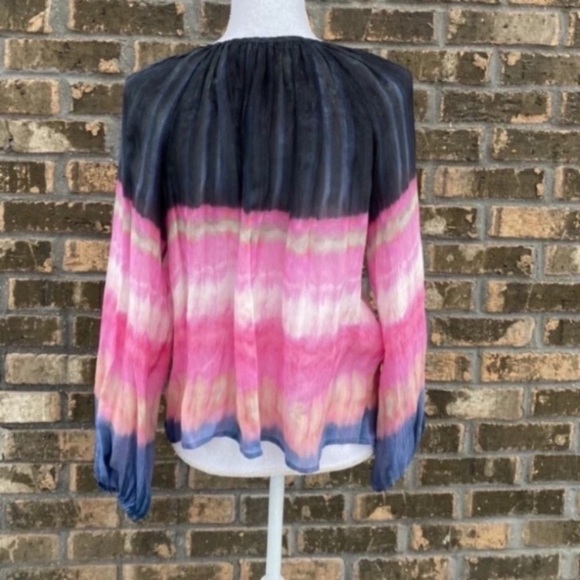 Marie Oliver 100% Silk Tie-dye Top Blouse Size Small Tassels. - Picture 4 of 4